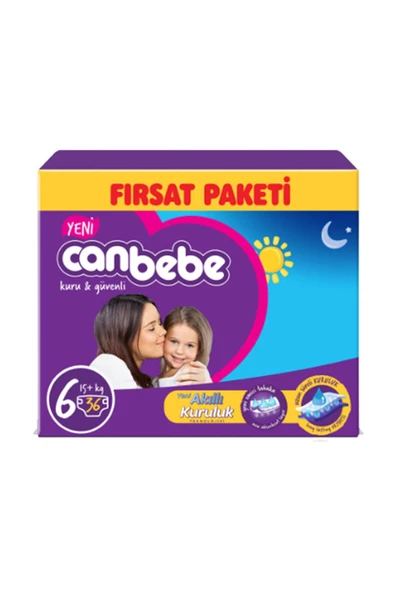 Canbebe Bebek Bezi Aylık Paket 6 Beden 36 Adet