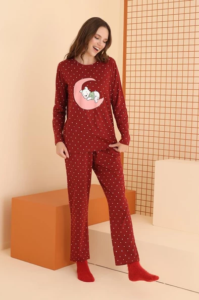 Nbb Bayan Baskılı Uzun Kollu Pijama Takımı 68073