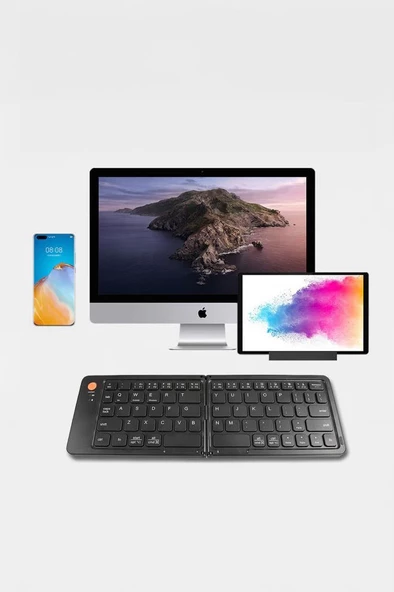 Torima TK-08 Siyah Kablosuz Katlanabilir Şarjlı Taşınabilir Mini Bluetooth Klavye - 3