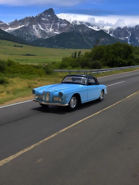 Nostaljik Metal Çek Bırak Araba Mavi Kapılar Açılır ( 1/36 Ölçek ) Mod:2 ürün görseli