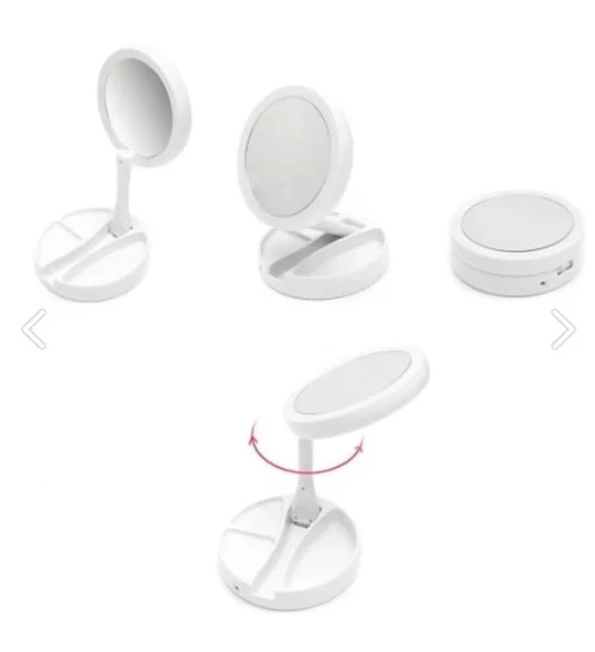 Çift Taraflı Katlanabilir Ledli Makyaj Aynası - 9