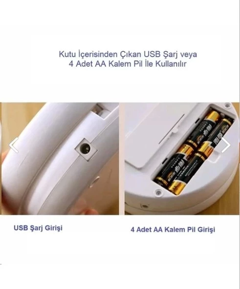 Çift Taraflı Katlanabilir Ledli Makyaj Aynası - 6