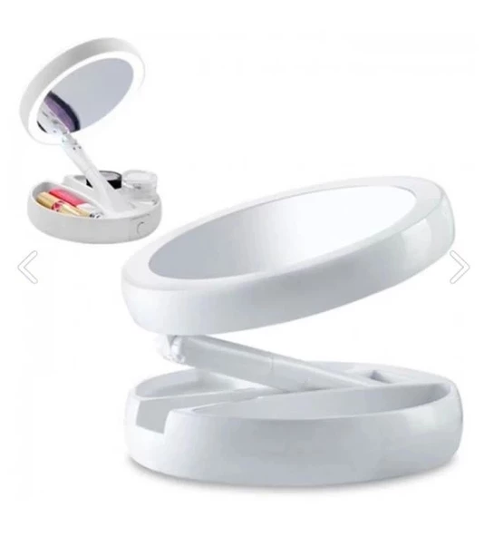 Çift Taraflı Katlanabilir Ledli Makyaj Aynası - 10