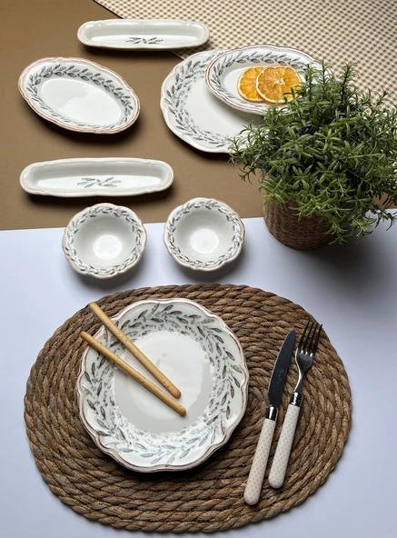 Tabak Evi Porselen Fulya Olivo Kahvaltı Takımı 6 Kişilik 14 Parça - 3