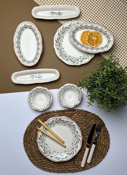 Tabak Evi Porselen Fulya Olivo Kahvaltı Takımı 6 Kişilik 14 Parça - 6