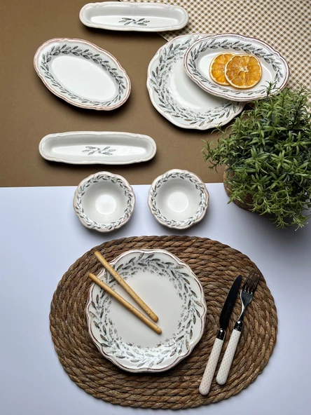 Tabak Evi Porselen Fulya Olivo Kahvaltı Takımı 6 Kişilik 14 Parça - 5