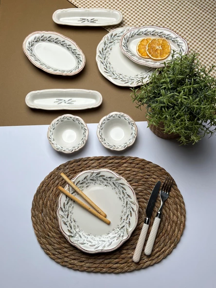 Tabak Evi Porselen Fulya Olivo Kahvaltı Takımı 6 Kişilik 14 Parça - 2