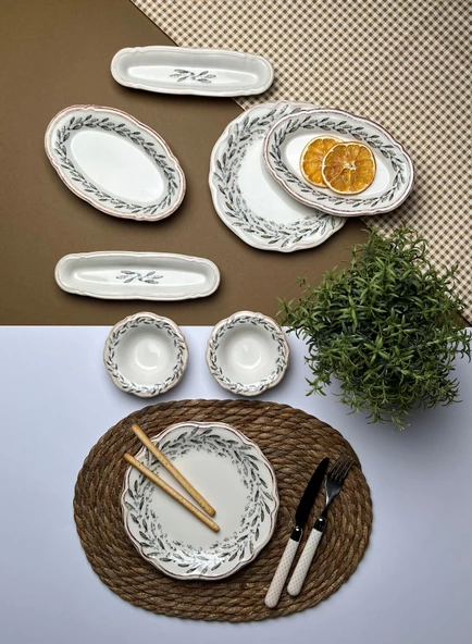 Tabak Evi Porselen Fulya Olivo Kahvaltı Takımı 6 Kişilik 14 Parça - 4