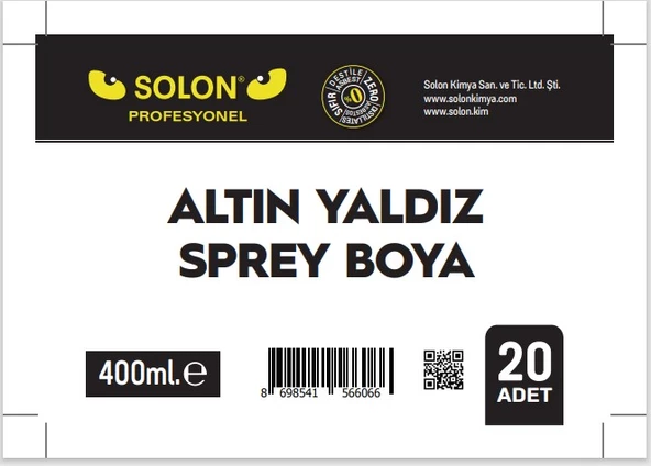 20 Adet (1 Koli) Akrilik Altın Yaldız Sprey Boya 400 Ml. - Resim 5