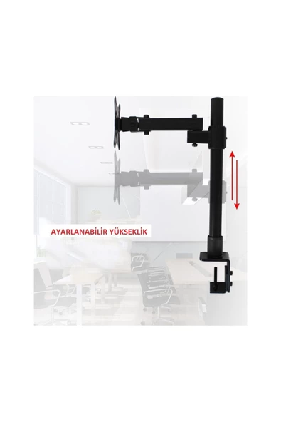 UmoTech Ayarlanabilir Masaüstü Monitör Lcd, Led Tv Standı Vesa Uyumlu Ergonomik Ve Çelik Sağlam Siyah - 4