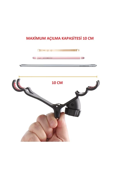 UmoTech   Ayarlanabilir Masaüstü Telefon Tutucu Kol 360° Dönen Esnek ve Dayanıklı Kıskaçlı Stand Siyah - 4