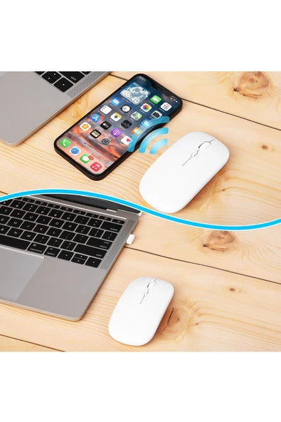 BGZ STORE   Kablosuz Bluetooth Şarjlı 2.4Ghz Mouse Tablet Telefon Pc Uyumlu- Sessiz Tıklama - 4