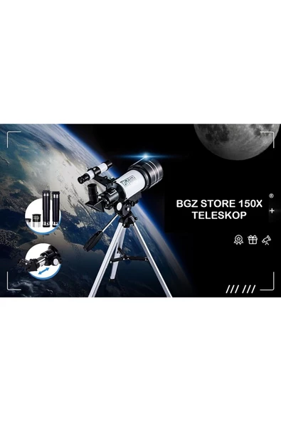 BGZ STORE   Profesyonel Astronomik Teleskop 150x Yakınlaştırma - 70mm Objektif Uzay-ay-doğa Gözlem Teleskobu - 7