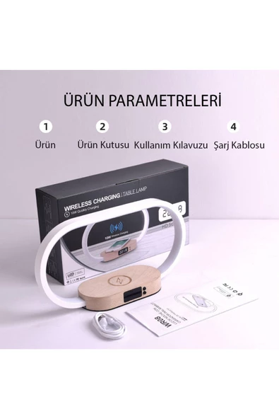UmoTech   Kablosuz Şarj Cihazı Gece Lambası Masa Lambası LED Masa Lambası Başucu 10W Kablosuz Şarj USB Type-C - 4