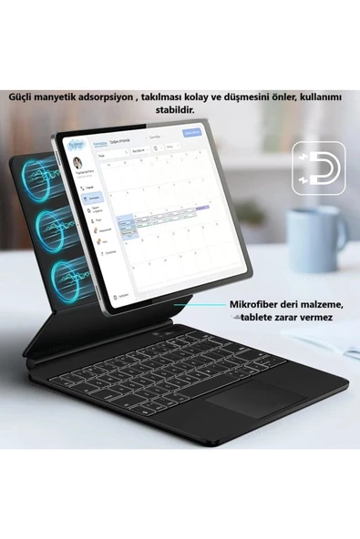 UmoTech   Manyetik Kılıf iPad Pro11"/iPad Air(4 ve 5.nesil) için Uyumlu Bluetooth Aydınlatmalı Klavyeli Kılıf - 4