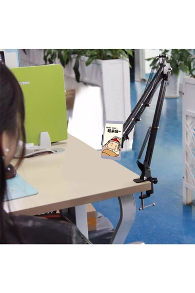 UmoTech   Ayarlanabilir Masaüstü Telefon Tutucu Kol 360° Dönen Esnek ve Dayanıklı Kıskaçlı Stand Siyah - 3