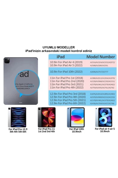 UmoTech   Manyetik Kılıf iPad Pro11"/iPad Air(4 ve 5.nesil) için Uyumlu Bluetooth Aydınlatmalı Klavyeli Kılıf - 5