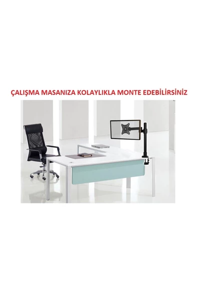 UmoTech Ayarlanabilir Masaüstü Monitör Lcd, Led Tv Standı Vesa Uyumlu Ergonomik Ve Çelik Sağlam Siyah - 6