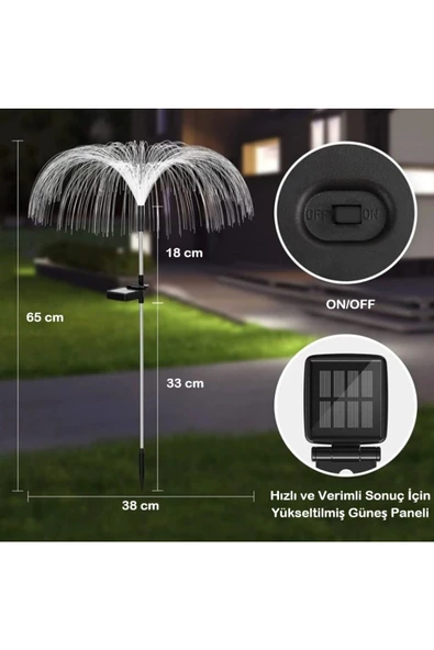 BGZ STORE   Solar Bahçe Parti Dekor Işıkları Güneş Enerjili Denizanası Işığı 2 Adet  7 Renk Su Geçirmez - 8