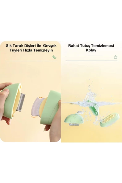 UmoTech   3’ü 1 Arada Taşınabilir Kedi Bakım Tarağı Temizleme Fırçalı, Masaj Etkili Tüy Dökme Önleyici Tarak - 5