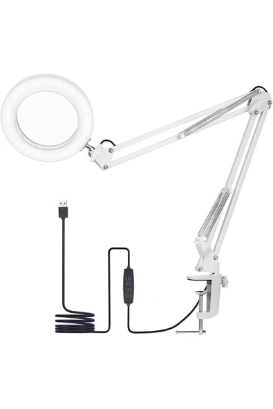 BGZ STORE Katlanabilir 8x Büyüteçli LED Yüz Bakımı Güzellik Tatto LED Masa Lambası - 3Renk Modu,10 Seviye Işık