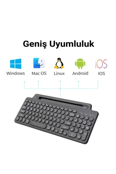 BGZ STORE   Bluetooth Klavye +2.4Ghz Kablosuz Kendinden Standlı Tablet Telefon Tv PC Android IOS Windows Numerik - 3