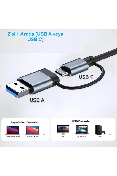 UmoTech   7 Port Usb 3.0 Hub 7in1 Usb 3.0 Hub Çoklayıcı Pc Bilgisayar Uyumlu Veri Aktarımı Mouse Klavye Bağlan - 5