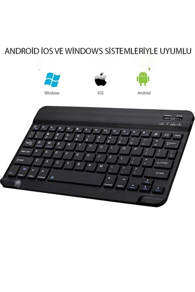 UmoTech   Bluetooth Klavye Telefon Tablet Bilgisayar Uyumlu Slim Şarjlı Kablosuz Klavye - 5