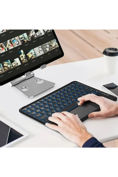 BGZ STORE   Rgb Işıklı (7 Renkli) Bluetooth Klavye Touchpad Slim Şarjlı Tüm Telefon Tablet TV Notebook Uyumlu - 2