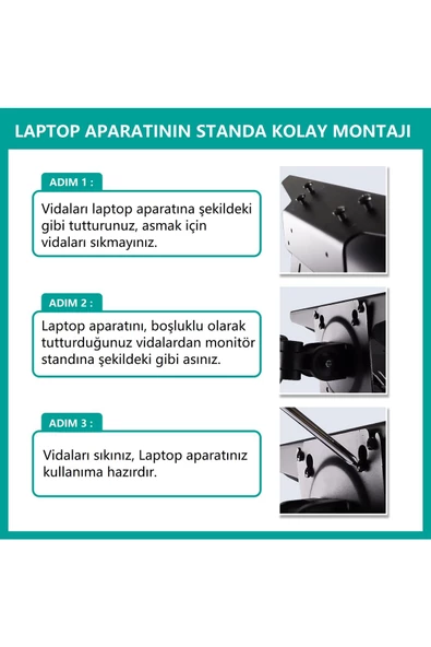 UmoTech   NB F80-FP Amortisörlü 10"-17" Uyumlu Laptop Standı - 17-30" Monitör Tutucu 2 si 1 Arada - 5