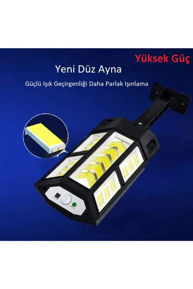 UmoTech   Yüksek Performanslı 9000W Güneş Enerjili LED Aydınlatma Lambası Uzaktan Kumandalı Hareket Sensörlü - 3