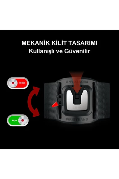 BGZ STORE   Bisiklet Motorsiklet Gidon Telefon Tutucu 2in1 Kol/Bilek Takılan Band Pratik Kilitli Telefon Tutucu - 7
