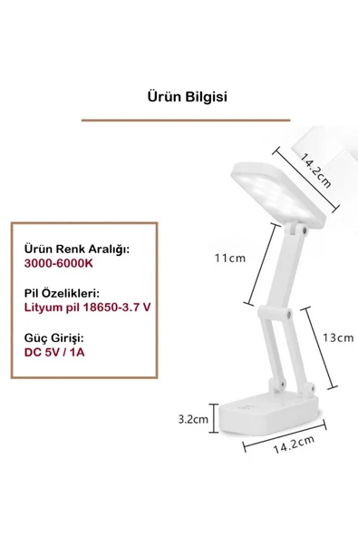 BGZ STORE   Masa Lambası Katlanabilir Taşınabilir 24 LED'li - 3 Farklı Aydınlatma Moduyla Pratik ve Şık - 5