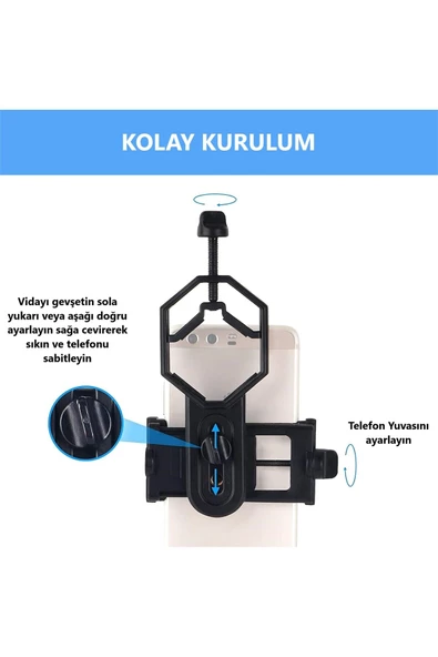UmoTech   Teleskop Dürbün Mikroskop Uyumlu Telefon Tutucu Adaptör Universal Telefon Bağlantı Aparatı - 5