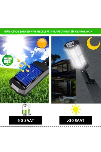 UmoTech   Yüksek Performanslı 9000W Güneş Enerjili LED Aydınlatma Lambası Uzaktan Kumandalı Hareket Sensörlü - 5