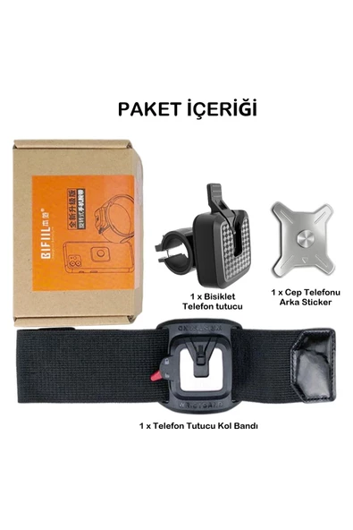BGZ STORE   Bisiklet Motorsiklet Gidon Telefon Tutucu 2in1 Kol/Bilek Takılan Band Pratik Kilitli Telefon Tutucu - 8