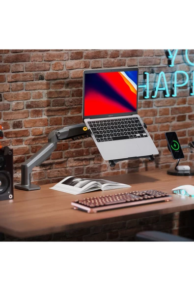 UmoTech   NB F80-FP Amortisörlü 10"-17" Uyumlu Laptop Standı - 17-30" Monitör Tutucu 2 si 1 Arada - 3