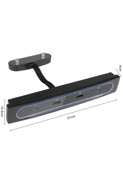 BGZ STORE   Tesla Model 3/Y için USB Şarj Cihazı - Çoklu Bağlantı Noktası ve Mavi LED Işıklı USB Hub - 7