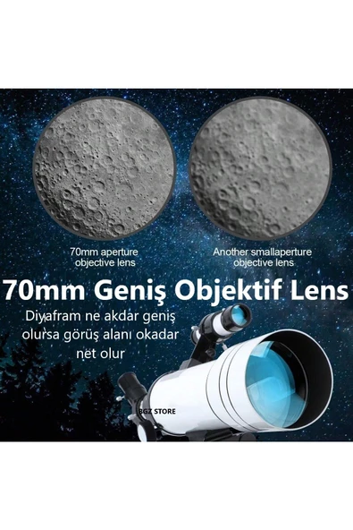UmoTech   Teleskop 333x Çantalı Astronomik Gökyüzü Ay Doğa Teleskobu Tripod Telefon Tutucu Ay+Güneş Filtresi - Resim 6