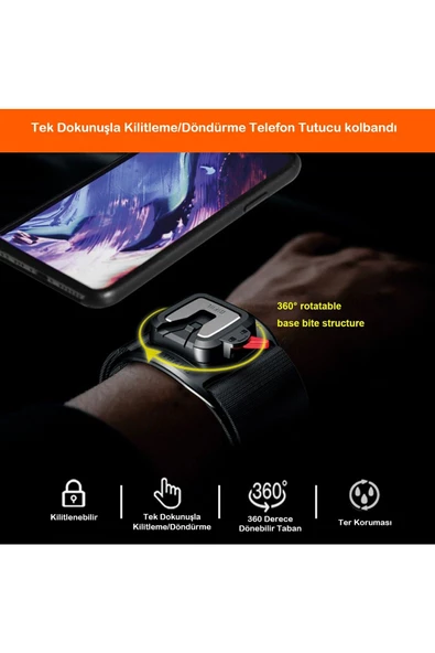 BGZ STORE   Bisiklet Motorsiklet Gidon Telefon Tutucu 2in1 Kol/Bilek Takılan Band Pratik Kilitli Telefon Tutucu - 2