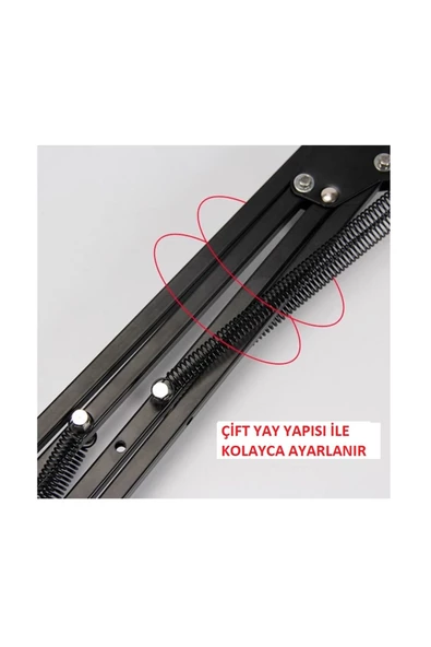 UmoTech   Ayarlanabilir Masaüstü Telefon Tutucu Kol 360° Dönen Esnek ve Dayanıklı Kıskaçlı Stand Siyah - 6
