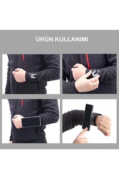 BGZ STORE   Bisiklet Motorsiklet Gidon Telefon Tutucu 2in1 Kol/Bilek Takılan Band Pratik Kilitli Telefon Tutucu - 5