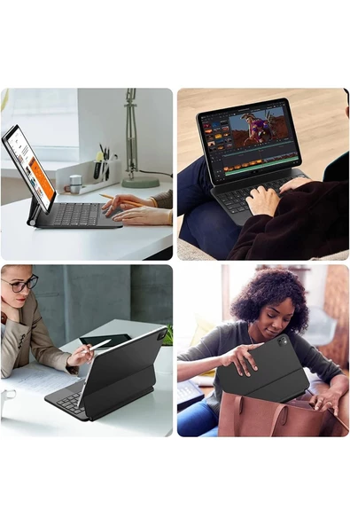 UmoTech   Manyetik Kılıf iPad Pro11"/iPad Air(4 ve 5.nesil) için Uyumlu Bluetooth Aydınlatmalı Klavyeli Kılıf - 8