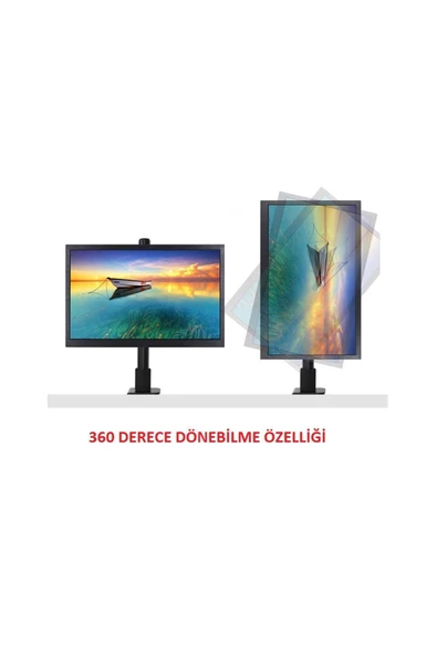 UmoTech Ayarlanabilir Masaüstü Monitör Lcd, Led Tv Standı Vesa Uyumlu Ergonomik Ve Çelik Sağlam Siyah - 5