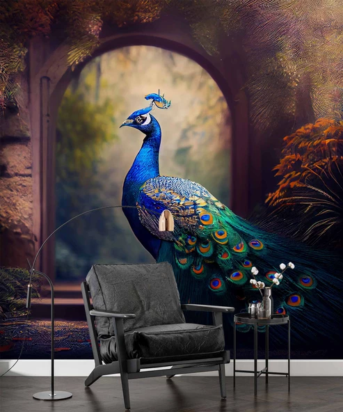 Tavus Kuşu Temalı Duvar Kağıdı Baskı - Resim 5