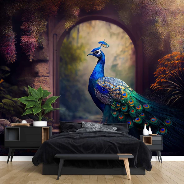 Tavus Kuşu Temalı Duvar Kağıdı Baskı - Resim 2