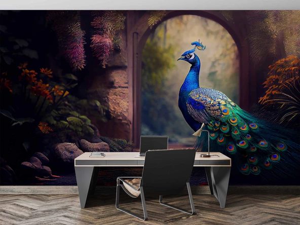 Tavus Kuşu Temalı Duvar Kağıdı Baskı - Resim 3