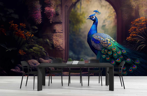 Tavus Kuşu Temalı Duvar Kağıdı Baskı - Resim 4