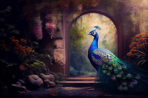 Tavus Kuşu Temalı Duvar Kağıdı Baskı - Resim 6