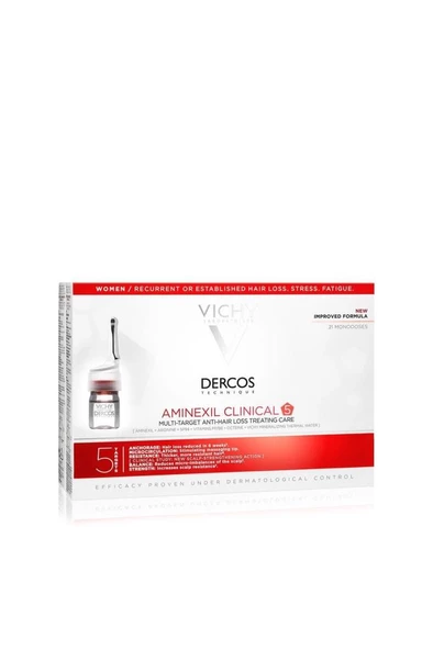 Vichy Dercos Aminexil Clinical 5 Kadın Dökülme Karşıtı Saç Serumu 21 x 6 ml